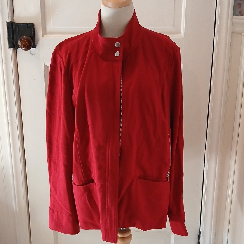 Chico's Vibrant Red Bomber Jacket